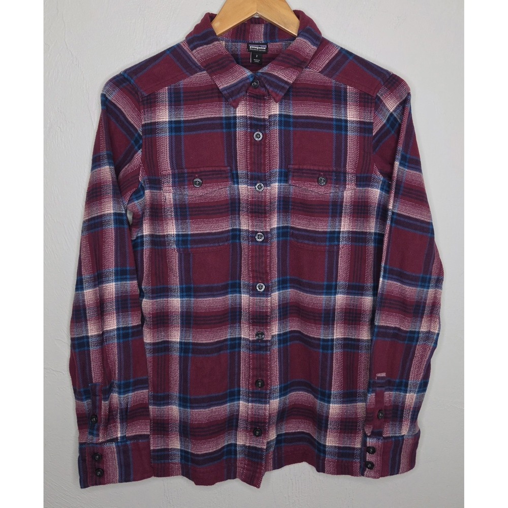 Women's Patagonia Long Sleeve Plaid Button Down Shirt Size 2 Organic Cotton